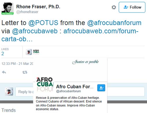 Afro Cuban Forum likes Dr Fraser tweet